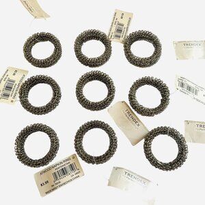Trendex Atwood Mesh Napkin Rings Pewter Wire Rings Set of 9 NWT